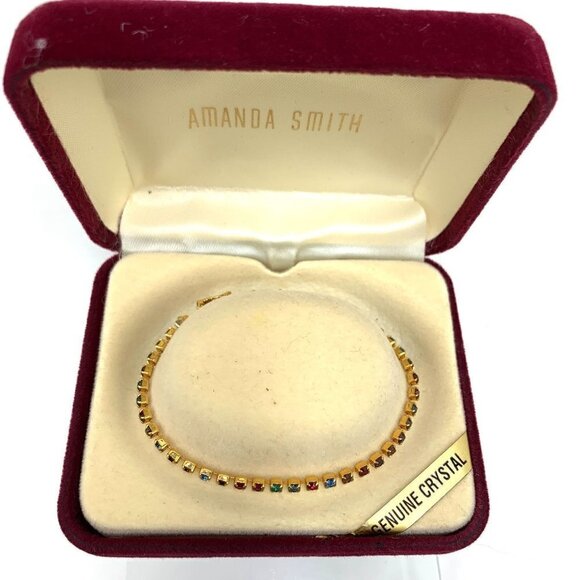 Amanda Smith Crystal Tennis Bracelet - Multi/Gold, 6"L/3" Diameter - Picture 1 of 6